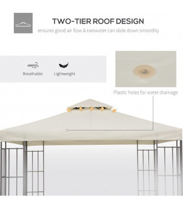 Gazebo Replacement Canopy 3x3 m Cream White Roof Top Cover 2-Tier Tent