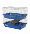 2-Tier Small Animal Cage Blue and Grey Metal Wire Fencing 72L x 44W x 67H cm