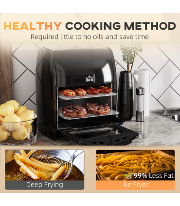 Air Fryer Oven 8 Preset Modes Rapid Air Circulation 1800W Black 12L