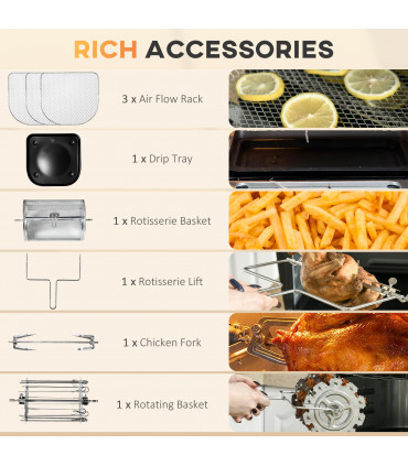 Air Fryer Oven 8 Preset Modes Rapid Air Circulation 1800W Black 12L