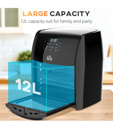 Air Fryer Oven 8 Preset Modes Rapid Air Circulation 1800W Black 12L
