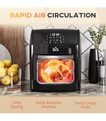 Air Fryer Oven 8 Preset Modes Rapid Air Circulation 1800W Black 12L