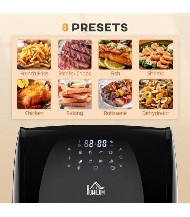 Air Fryer Oven 8 Preset Modes Rapid Air Circulation 1800W Black 12L