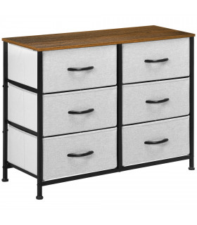 Fabric Grey 80W x 30D x 62.5H cm 6 Drawer Fabric Chest of Drawers w/ Wooden Top