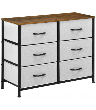 Fabric Grey 80W x 30D x 62.5H cm 6 Drawer Fabric Chest of Drawers w/ Wooden Top