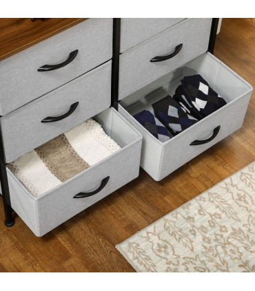 Fabric Grey 80W x 30D x 62.5H cm 6 Drawer Fabric Chest of Drawers w/ Wooden Top