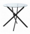 Side Table Black Glass Metal 80x80x75cm 0.7cm 5kg Clear Glass Top Modern