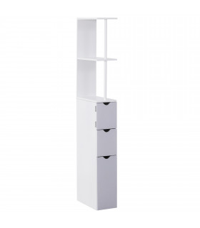 Bathroom Storage Cupboard Thin Cabinet Unit Shelf White 15W x 33D x 136.5H MDF