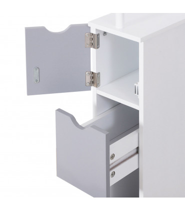 Bathroom Storage Cupboard Thin Cabinet Unit Shelf White 15W x 33D x 136.5H MDF