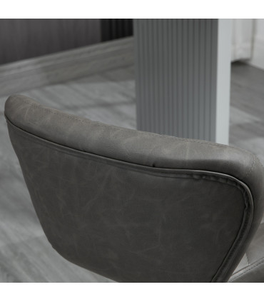 Bar Stools Set of 2 Dark Grey Faux Leather Adjustable Height Swivel Barstools