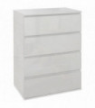 HOMCOM Bedroom Chest of Drawers, High Gloss 4 Drawers Dresser, Drawer Unit