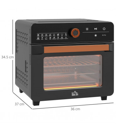 Air Fryer Oven 20L Countertop Mini Oven with 17 Presets 1400W Black Retro Style
