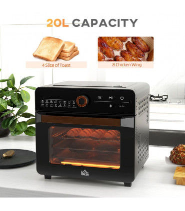 Air Fryer Oven 20L Countertop Mini Oven with 17 Presets 1400W Black Retro Style