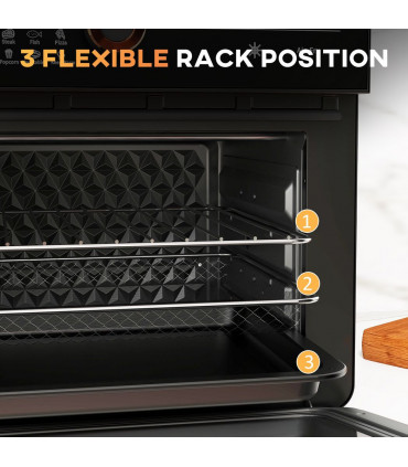 Air Fryer Oven 20L Countertop Mini Oven with 17 Presets 1400W Black Retro Style