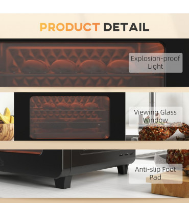 Air Fryer Oven 20L Countertop Mini Oven with 17 Presets 1400W Black Retro Style