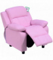 Kids Recliner Armchair PU Leather Pink 63W x 64D x 71H cm Comfortable Padded