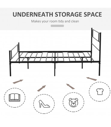 HOMCOM King Metal Bed Frame w/ Headboard and Footboard