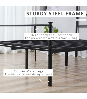 HOMCOM King Metal Bed Frame w/ Headboard and Footboard