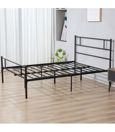 HOMCOM King Metal Bed Frame w/ Headboard and Footboard