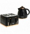 Kettle and Toaster Set: 1.7L Rapid Boil Kettle & 4 Slice Toaster Black