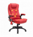 HOMCOM Heated Vibrating Massage Office Chair with Reclining Function, Red