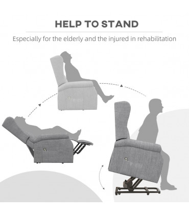 Fabric Grey 72.5L x 94W x 109H cm Power Lift Chair for Elderly Recliner Armchair