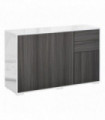 Side Cabinet Grey White 107cm x 41cm x 47cm 2 Door 2 Drawer MDF Storage