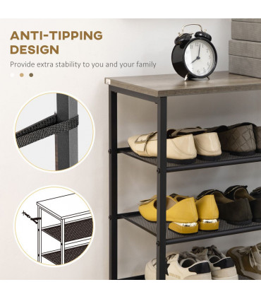 Shoe Rack Metal Black 60L x 28.5W x 126Hcm Seven-shelf design Mesh shelves