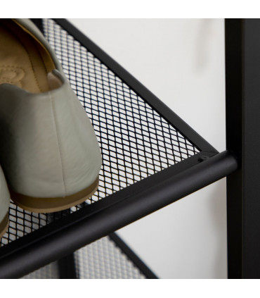 Shoe Rack Metal Black 60L x 28.5W x 126Hcm Seven-shelf design Mesh shelves