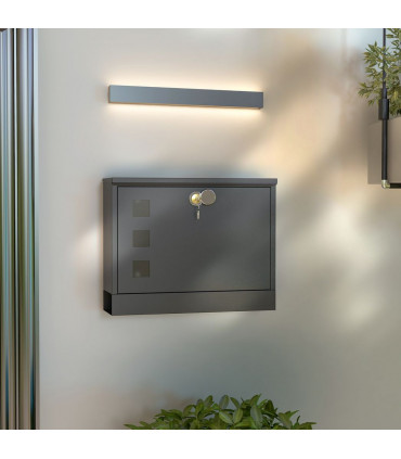 HOMCOM Wall Mounted Letterbox Mailbox with Windows and Keys Easy to Install