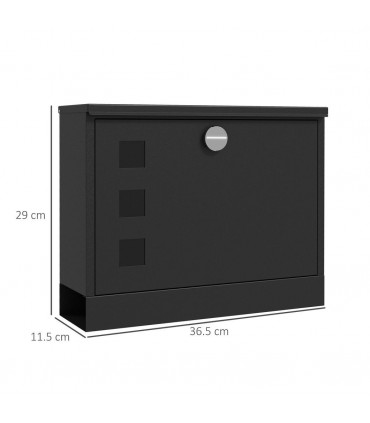HOMCOM Wall Mounted Letterbox Mailbox with Windows and Keys Easy to Install