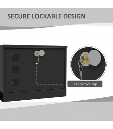 HOMCOM Wall Mounted Letterbox Mailbox with Windows and Keys Easy to Install