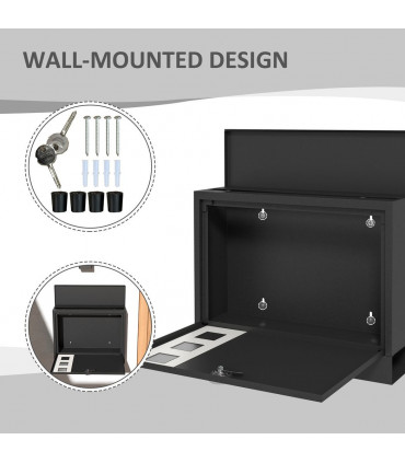 HOMCOM Wall Mounted Letterbox Mailbox with Windows and Keys Easy to Install