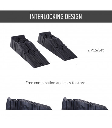 Car Lifting Ramps Plastic Black 66L x 66W x 58Hcm Heavy Duty 2.5 Ton