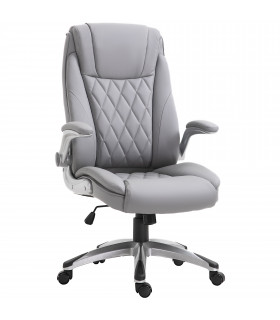 Office Chair High Back Grey PU Leather 113-121H x 69.5L x 76Wcm Swivel