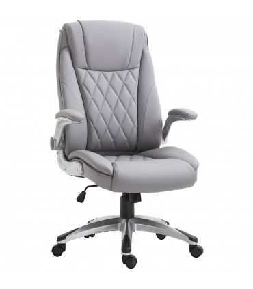 Office Chair High Back Grey PU Leather 113-121H x 69.5L x 76Wcm Swivel