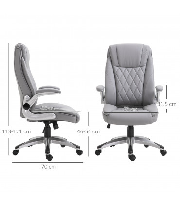Office Chair High Back Grey PU Leather 113-121H x 69.5L x 76Wcm Swivel