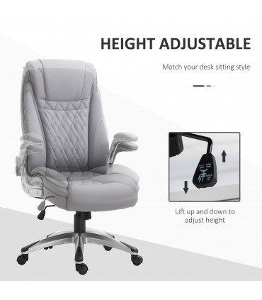 Office Chair High Back Grey PU Leather 113-121H x 69.5L x 76Wcm Swivel