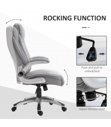 Office Chair High Back Grey PU Leather 113-121H x 69.5L x 76Wcm Swivel