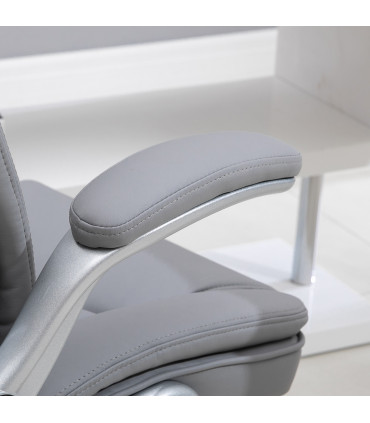 Office Chair High Back Grey PU Leather 113-121H x 69.5L x 76Wcm Swivel