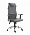 Mesh and faux leather mix: Stylish desk chair, 108-118cm adjustable height, Grey