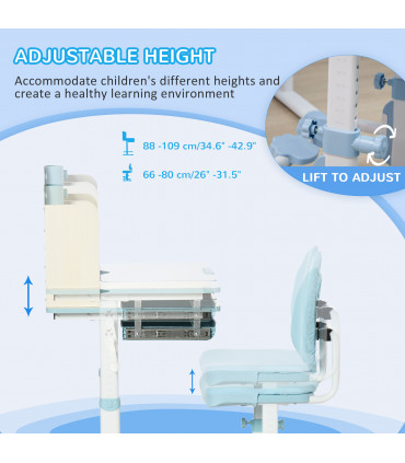 Height Adjustable Kids Desk and Chair Set