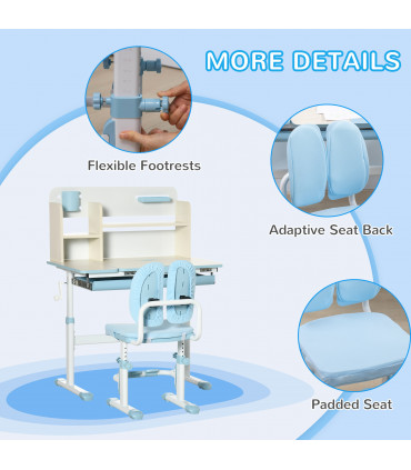Height Adjustable Kids Desk and Chair Set