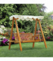 Swing Chair Bench Lounger Cream 2-Seater Wood Garden 162cm x 130cm x 185cm