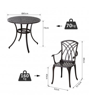 Cast Aluminium 4-Seater Outdoor Garden Table & Chair Set