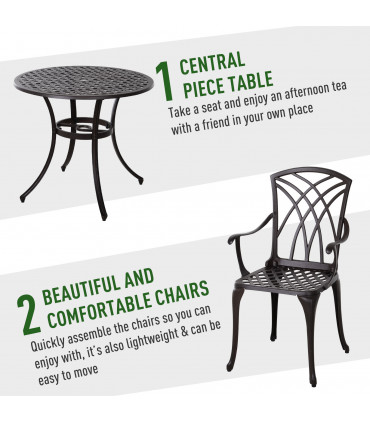 Cast Aluminium 4-Seater Outdoor Garden Table & Chair Set