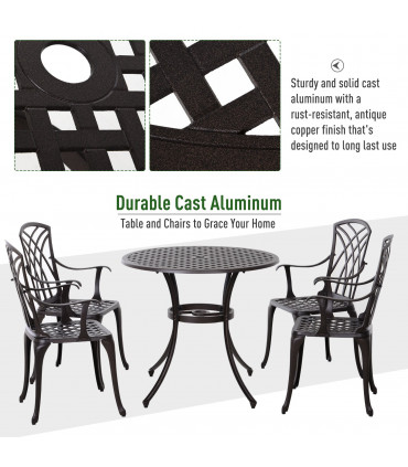 Cast Aluminium 4-Seater Outdoor Garden Table & Chair Set