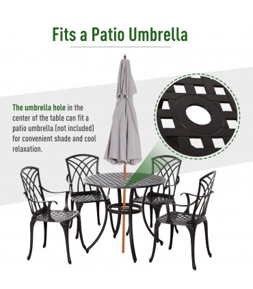 Cast Aluminium 4-Seater Outdoor Garden Table & Chair Set