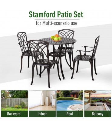 Cast Aluminium 4-Seater Outdoor Garden Table & Chair Set