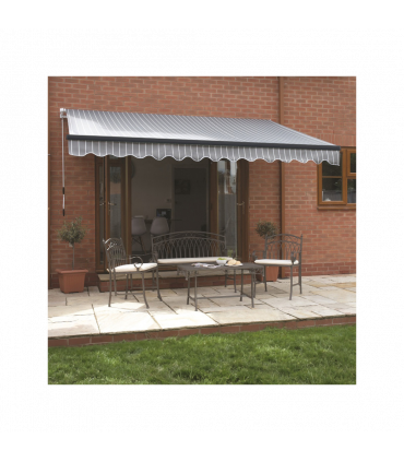 Awnings 280gm Polyester Fabric Grey and White 250 x 200 2.5m Berkeley Striped